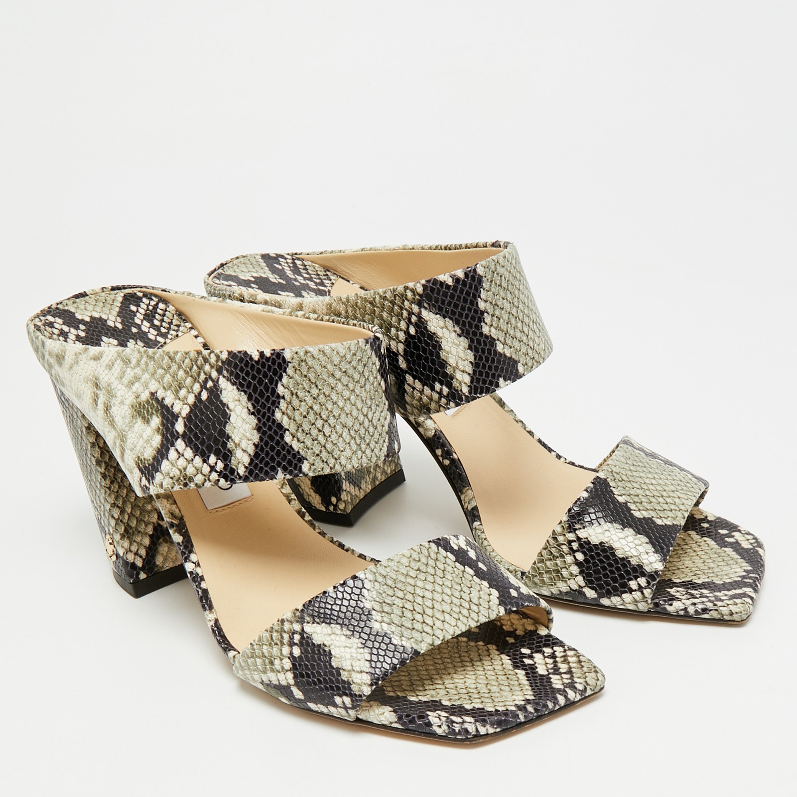 Jimmy Choo Size 40 GreyBlack Python Embossed Leat… - image 4