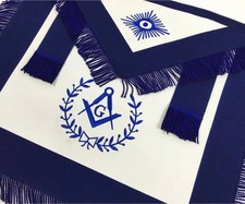 Master Mason Blue Lodge Apron White Navy Blue Blue Fringe Masonic Regalia