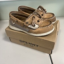 Sperry Shoresider Jr Boat Shoe Girls 10 M Linen Oat