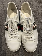 Gucci Low Ace Sneakers Size 9 White In Very Good Condition 100% Authentic Boxed