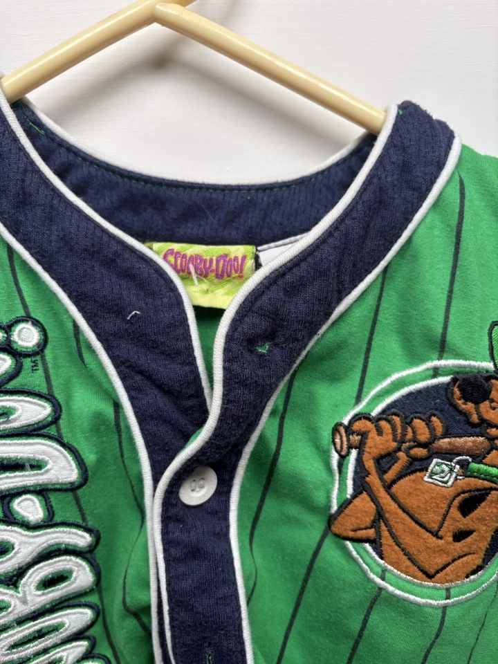 Camiseta de béisbol vintage Scooby-Doo abotonada de plástico parcheada bordada - 4T Foto 2 de 4