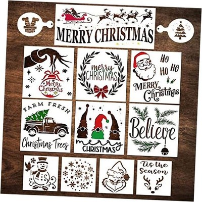 Christmas Stencils for Painting on Wood   Large Merry Large Christmas Set