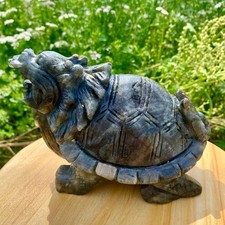 4.9LB Cuarzo Natural Alargado Tallado Dragón Tortuga Cristal Regalo Espiritual Decoración