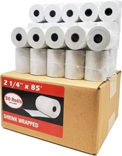 50 Rolls 2 1/4 x 85 Thermal Paper Receipt Rolls 2.25 x 85 ft 55 GSM Premium New