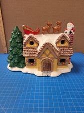 Christmas Village House Santa Reindeer Sleigh Holiday Display Decor 10 Inch