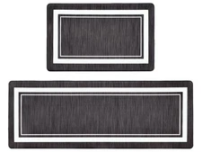 Set of 2 Dark Grey Anti-Fatigue Kitchen Mats Waterproof Cushioned Floor Rugs