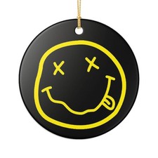 Grunge Legends Happy Face 3" Ceramic Christmas Ornament Made In The USA Ships Fr