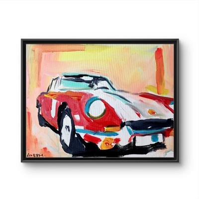 Original Vintage Ferrari Painting Canvas Neo Expressionist Fine Art Decor 11x14