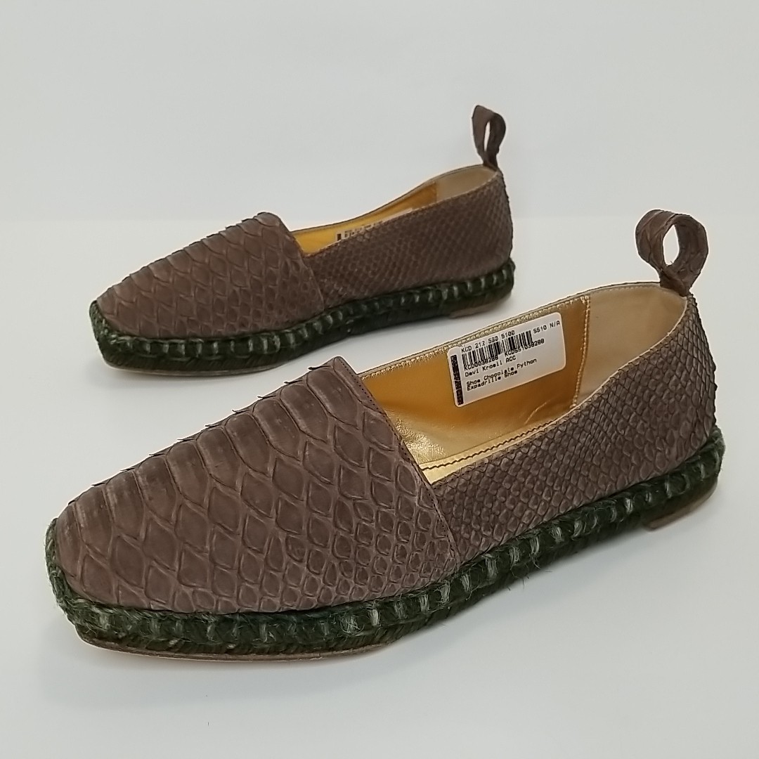 Devi Kroell Chocolate Python Espadrilles Slip-On … - image 1