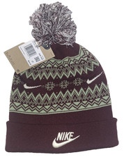 Nike Peak Fair Isle Holiday Beanie Bobble Hat One Size Adults Unisex HF0188-652