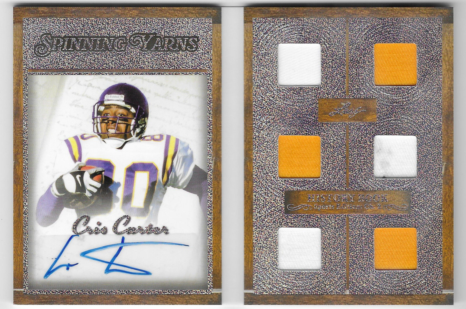 CRIS CARTER 2025 LEAF HISTORY BOOK AUTO AUTOGRAPH PATCH CARD #3/3!
