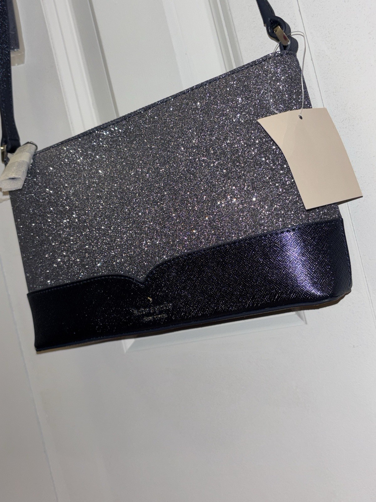NEW Kate Spade Lola Glitter Crossbody Small Handbag Navy Blue thumbnail 3