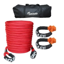 1"x30' Kinetic Recovery Tow Rope Heavy Duty Energy Snatch Rope w/2 Soft Shackles