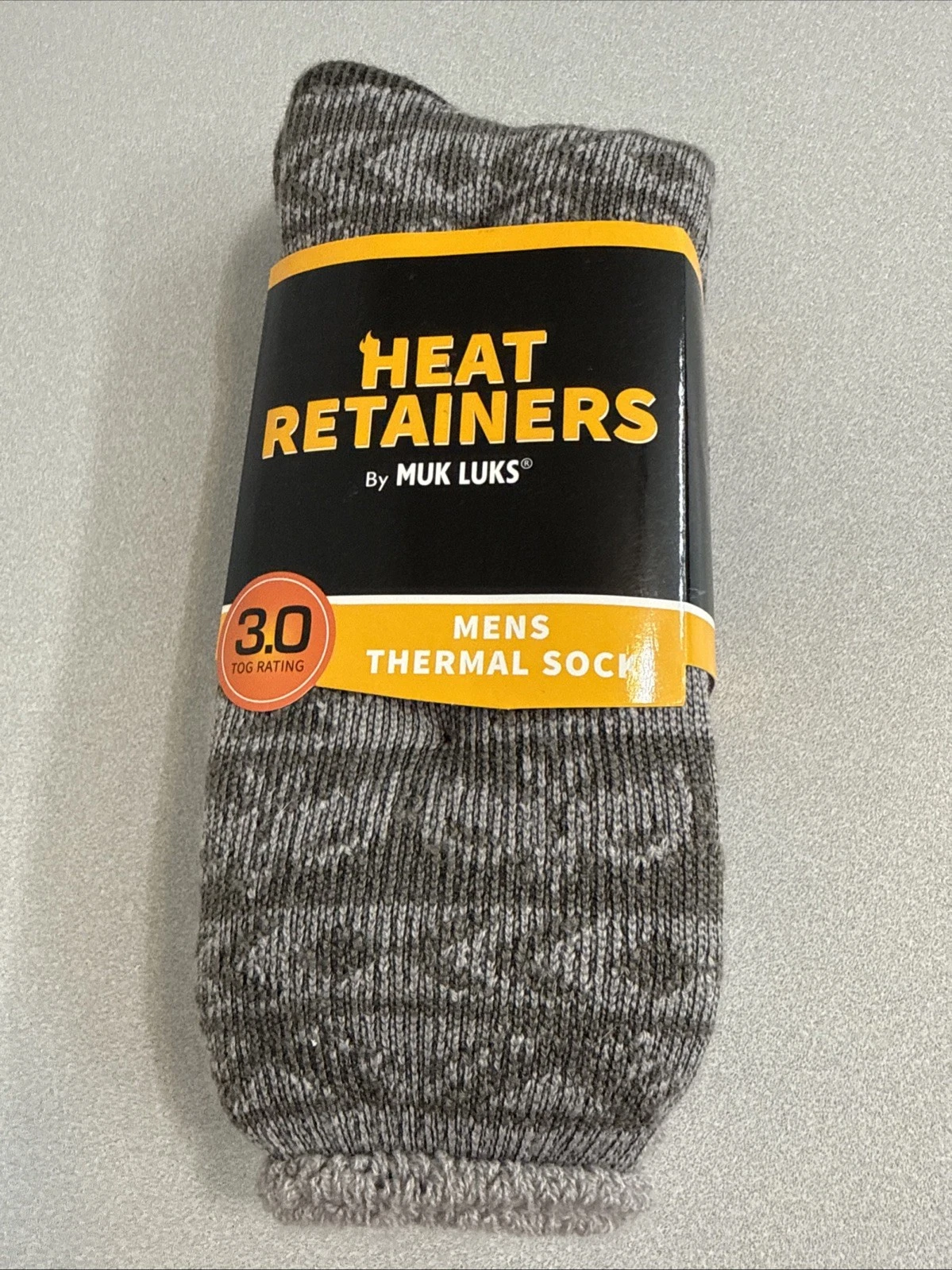 MUK LUKS HEAT RETAINER THERMAL SOCKS 3.0 TOG RATING Black/Gray Shoe Size 10-13