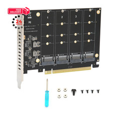 M.2 PCIe Adapter, 4 Port NVMe SSD to PCIE X16 M Key Hard Drive Converter...