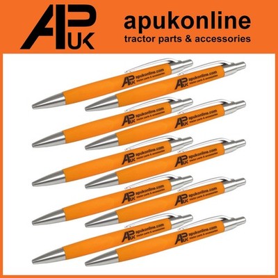 10x APUK Brand Pen Ballpoint Retractable Click Black Ink Bright Orange Logo Gift