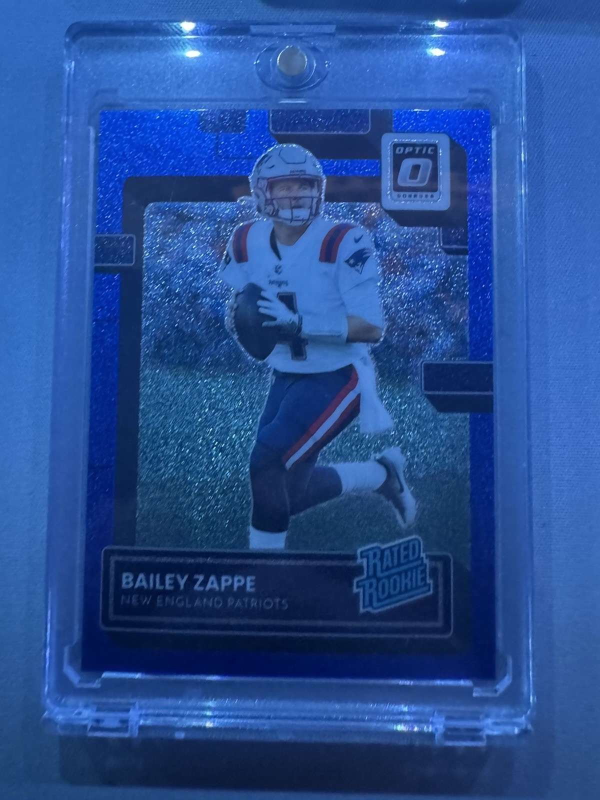 2022 Panini Donruss Optic - Rated Rookie Bailey Zappe #229 Blue Glitter Prizm