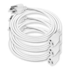 3 Pack 6ft Heavy Duty Power Extension Cord 16 Gauge 3 Prong 13 Amp White