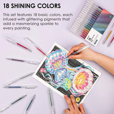 Glitter Gel Pens 18 Colors, Metallic Vibrant Sparkle Gel Pens for Coloring, R...