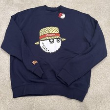 Malbon Golf Buckets Crewneck Sweatshirt Large Navy