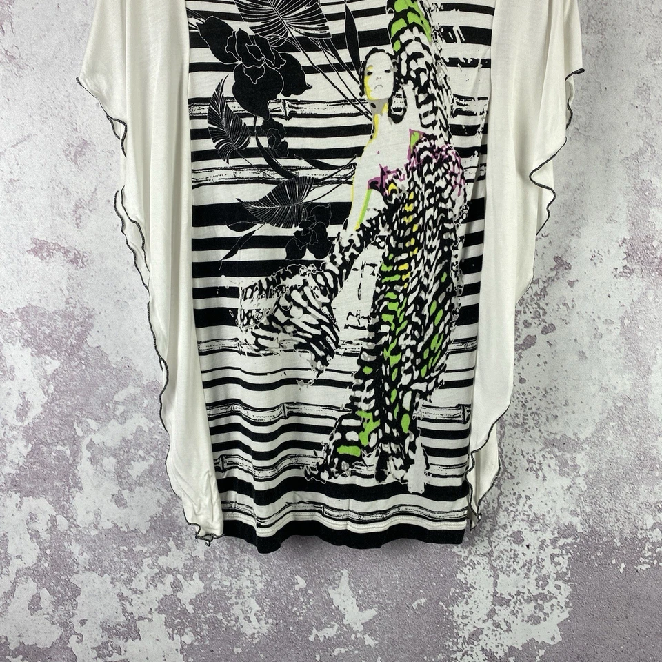 Винтажная женская роскошная футболка класса Roberto Cavalli с большим логотипом Y2K Streetwear - Изображение 3 из 4