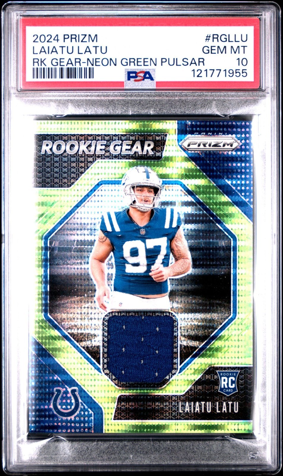 Laiatu Latu Panini Prizm Rookie Gear #RGLLU Neon Green Pulsar