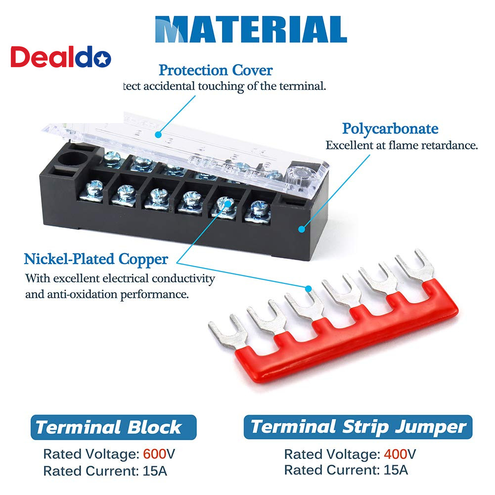 Terminal Strips,  6 Sets 4/5/6 Positions Terminal Block Strips Waterproof 600V 1
