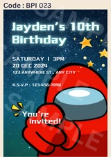 AMONG US Digital Invitation for Birthday Party, e-invitation, iphone, You Print