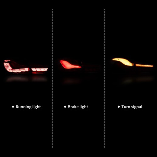 VLAND A Pair Full LED DRL Red Lens Tail Light For 14-20 BMW M4 4Series W/Dynamic - Picture 7 of 13