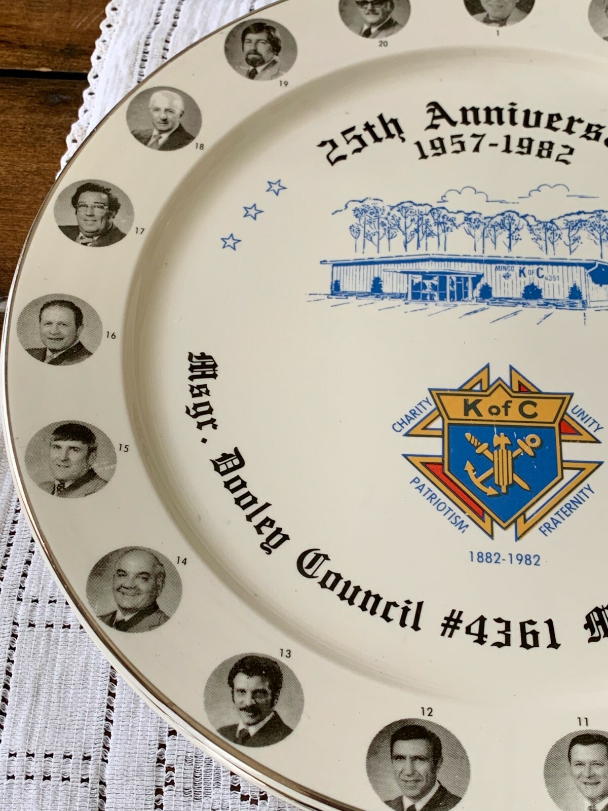 Vintage Pair KNIGHTS OF COLUMBUS 25th Anniv. Plates 1982 Mingo