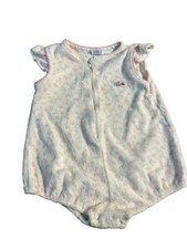 Vintage Izod Lacoste Baby Terry Cloth Bubble Zip Up 18 Months Pink White