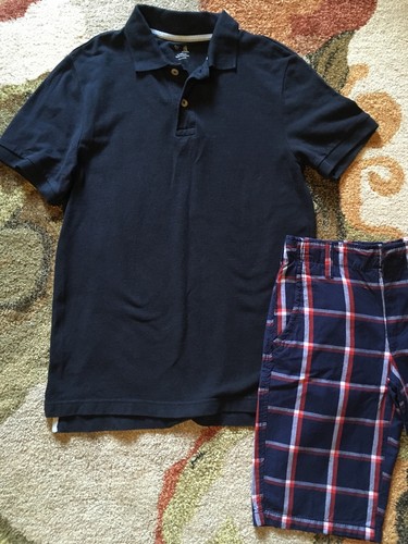 NWT Gap/ Arizona Big Boys Classic Navy Polo 2pc Plaid Short Set Size 10 - Picture 2 of 9