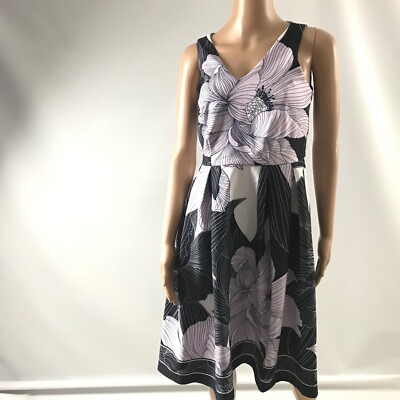 Roz & Ali Women Fit & Flare Midi Dress Size 2 Sleeveless Floral Purple  Pleated | eBay