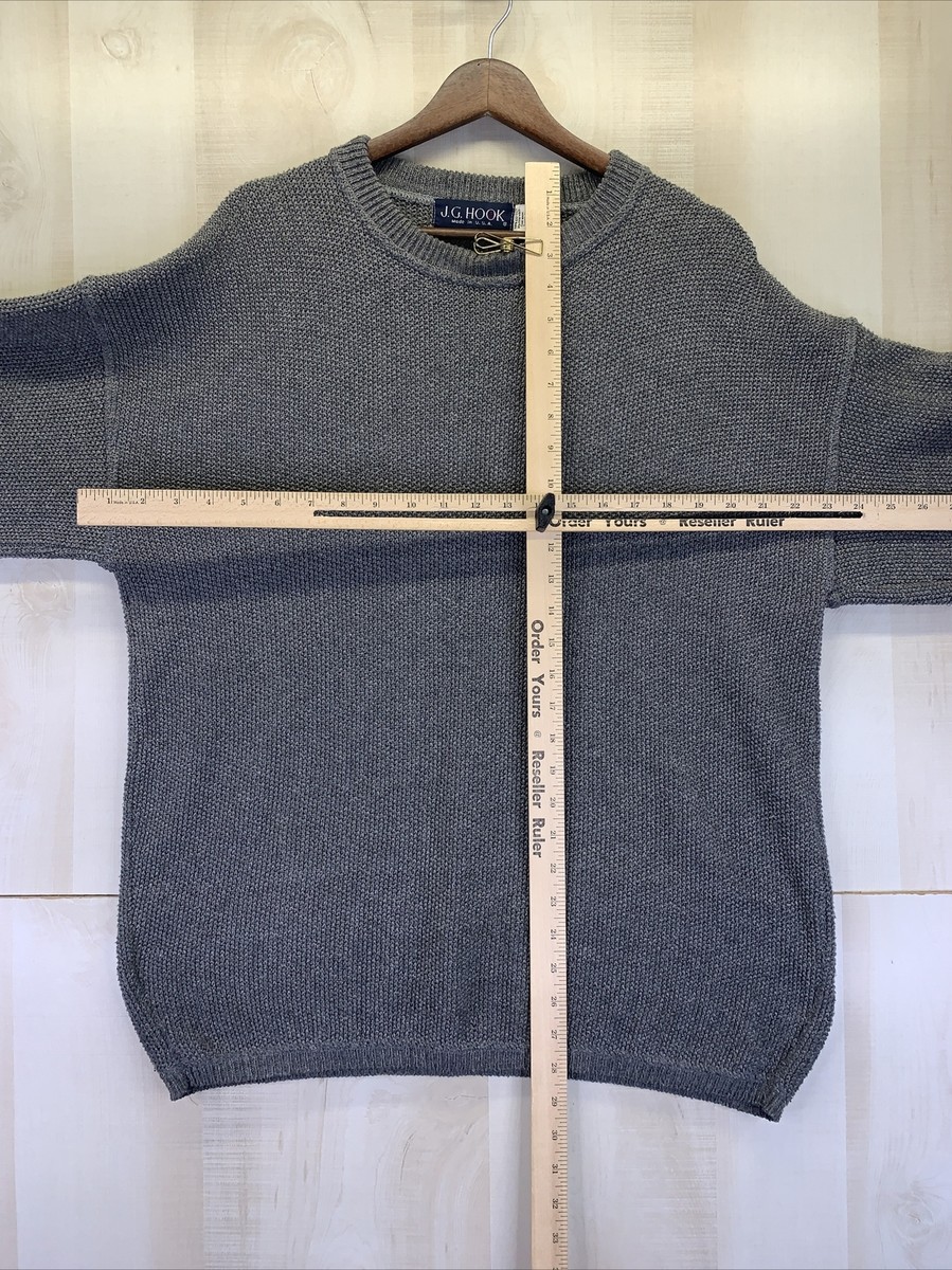 Vintage J G Hook 90s Gray Knit Crew Neck Mens Womens Unisex
