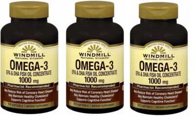 Windmill Omega 3 Fish Oil 1,000 mg Softgels 90 ct X 3 Packs