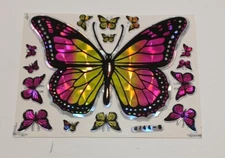Vintage 1980s Butterfly Prismatic Reflective Stickers Vending Sheet Rare HTF