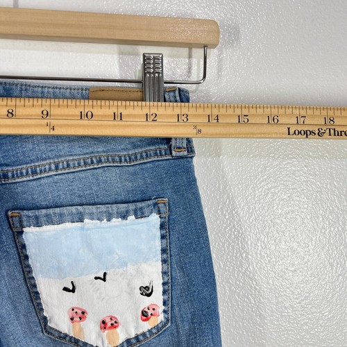 Abercrombie Kids High Rise Wide Leg Distressed Jeans Bejeweled Embellished 11/12 - Picture 9 of 11