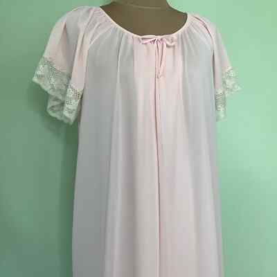 Vintage Society Lingerie Long Nylon Lace Nursing Nightgown