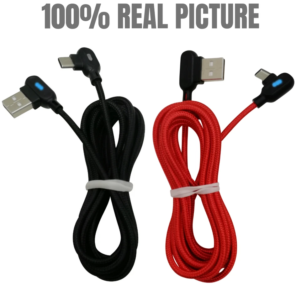 5X 90 Degree Right Angle USB-A to C Cable Type C Cord For Samsung iPhone 15 16 - Image 3 of 4