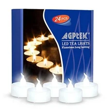 AGPtEK Timer Tea Lights,24 Pack Flameless LED Candles Cool White