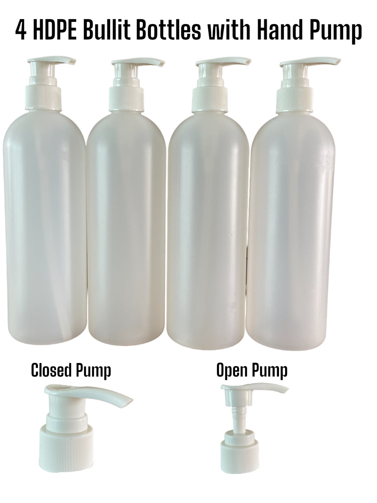 4 Empty Lotion Pump Bottles 16 oz Plastic Bottle Dispenser for Shampoo Soap