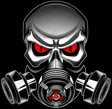 Skull with Gas Mask 4" Decal (Red Eyes)