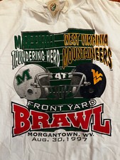 Marshall Vs West Virginia Football Tee Vintage 90s Single Stitch Made In USA