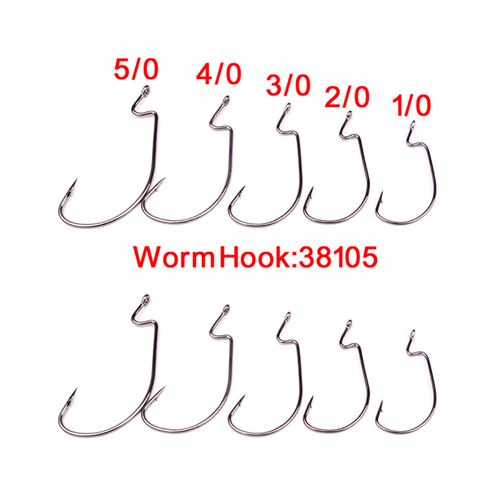 50Pcs Wide Gap Worm Hook Jig Fishing Crank Hooks for Soft Bait Lure 5 sizes - Picture 2 of 5