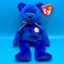TY Beanie Baby - CLUBBY 1 the Dark Blue Bear 8.5 inch 