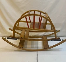 Vintage Original 1950s Delphos Shoofly Baby Wooden Teeter Tot Bounce Rocker