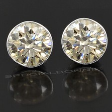 6.00 Certified Champagne Diamond Solitaire Studs, Great Shine  Bling VIDEO