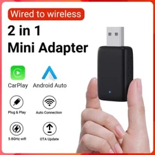 2-in-1 Wired to Wireless CarPlay & Android Auto Adapter 5GHz WiFi for 99% Cars