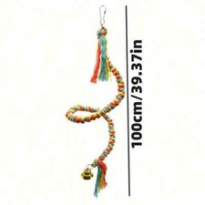 Parrot Swing Toy - DIY Rope Climbing Stand with Decorative Pendant, Beak Gnawin