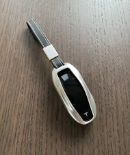 *US SELLER* New Tesla Model S Aluminum Remote Key Fob Case w Vegan Leather Strap